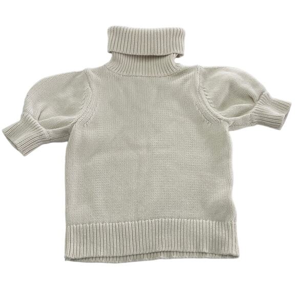Adam Lippes Sweater Womens Small White Puff Sleeve Knit Turtleneck Cotton Wool - Picture 2 of 12